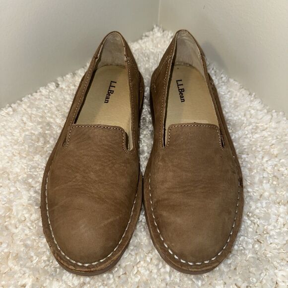 LL Bean Stonington Slip On Loafer 7M Brown Nubuck Casual Comfort Minimalist Boat - Picture 3 of 9